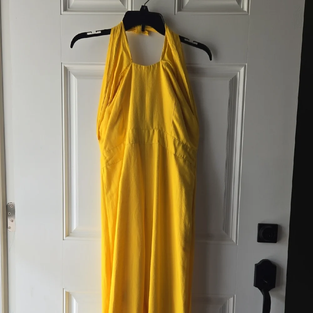 Derek Lam 100% Linen Yellow Jumpsuit